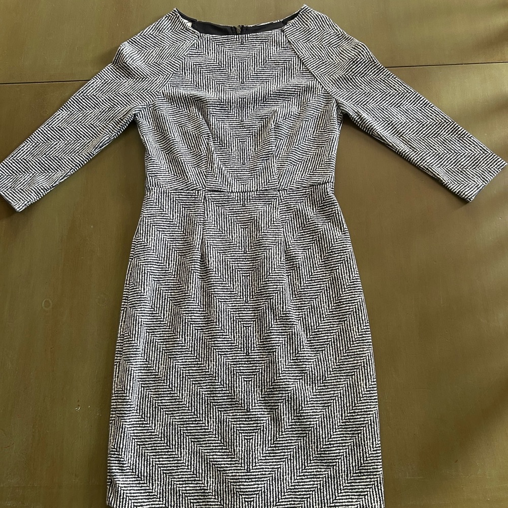 The Limited Black and White Chevron Long Sleeve Dress